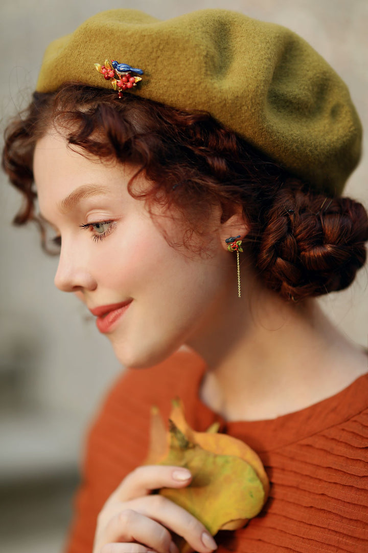 Pair of Lovebirds Brooch and Earrings