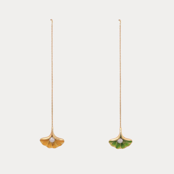 Ginkgo Leaf Drop Earrings