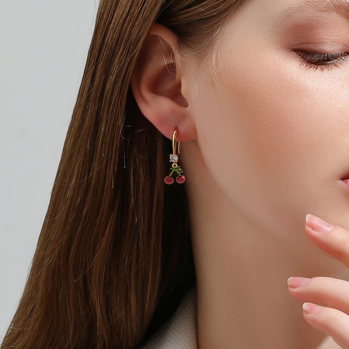 Gold Cherry Earrings