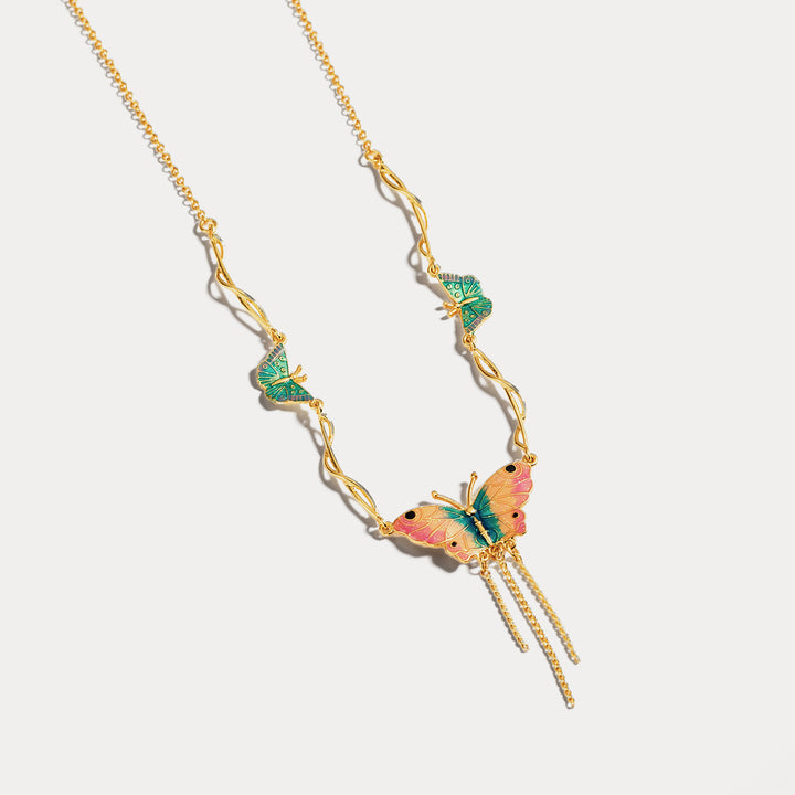 enamel butterfly necklace