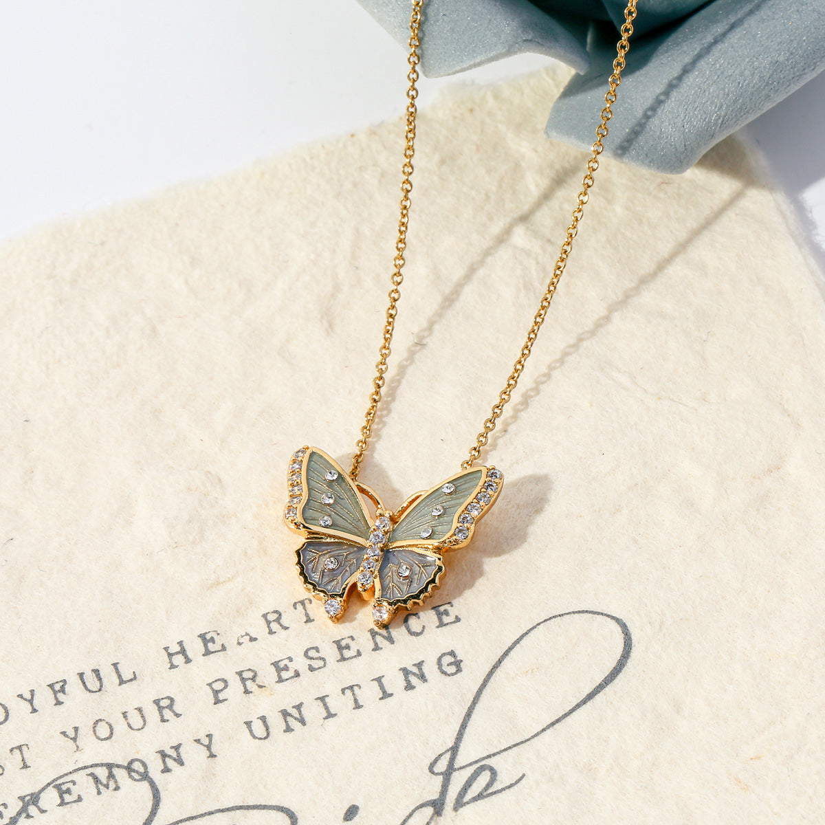 Butterfly Diamond Thin Necklace Jewelry