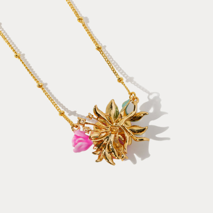 enamel peony necklace