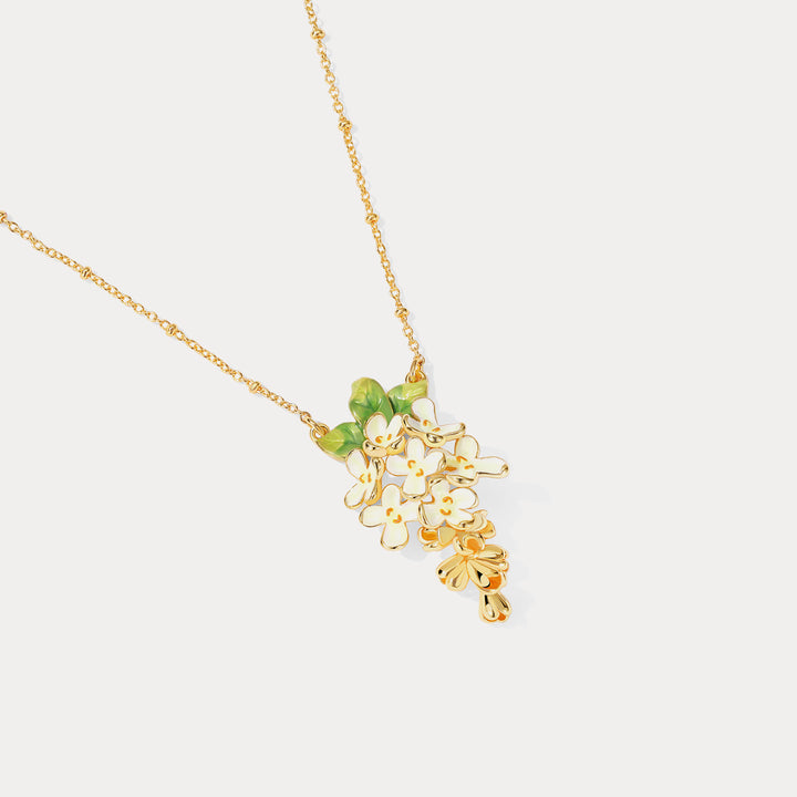 Osmanthus Fragrans Gold Station Pendant Necklace