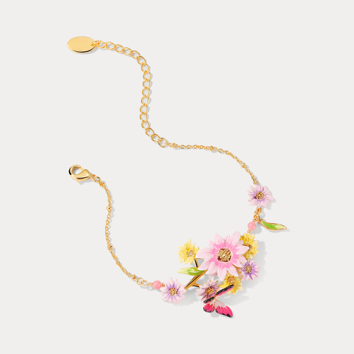 Pink Butterfly Love Flower Bracelet