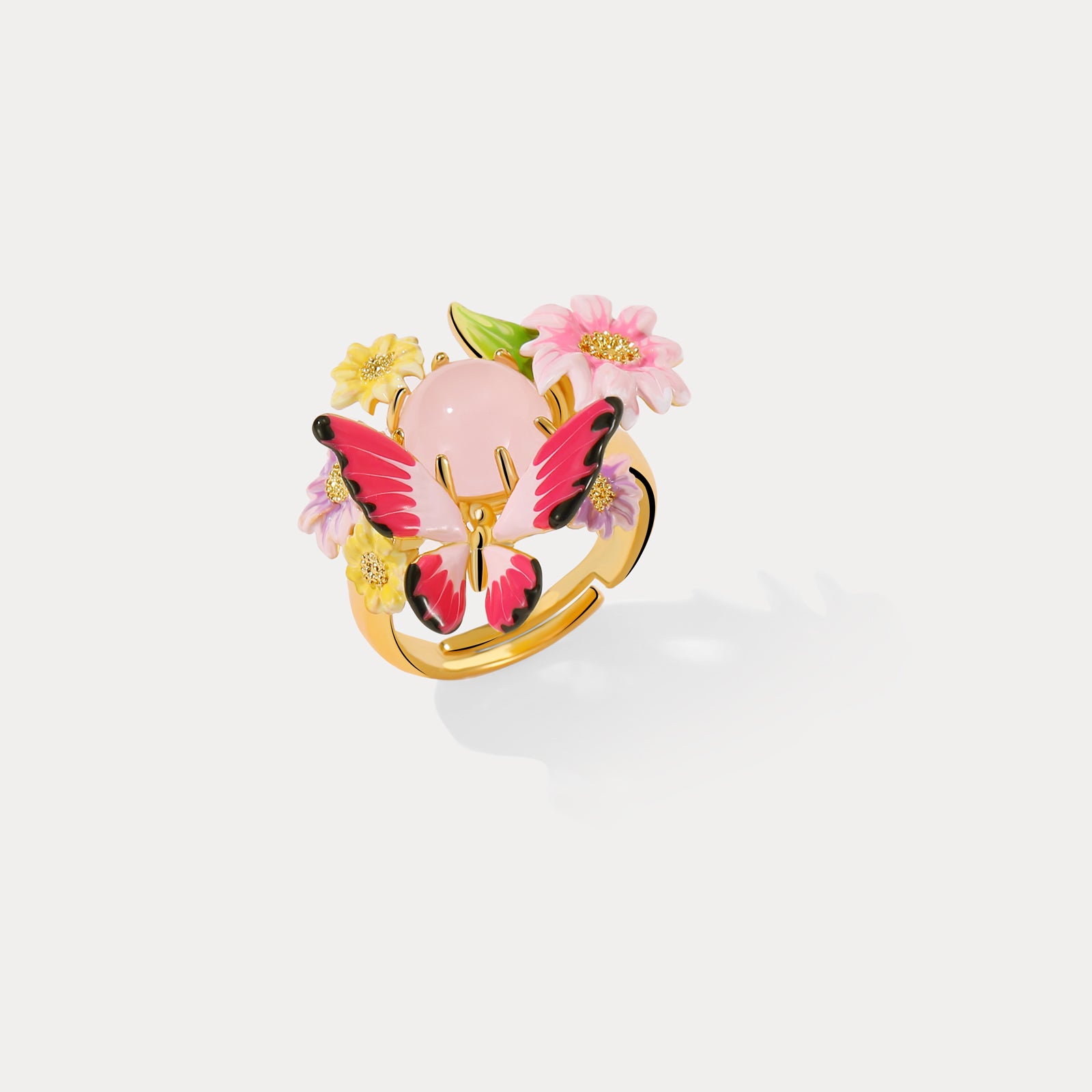Selenichast Butterfly Love Flower Ring