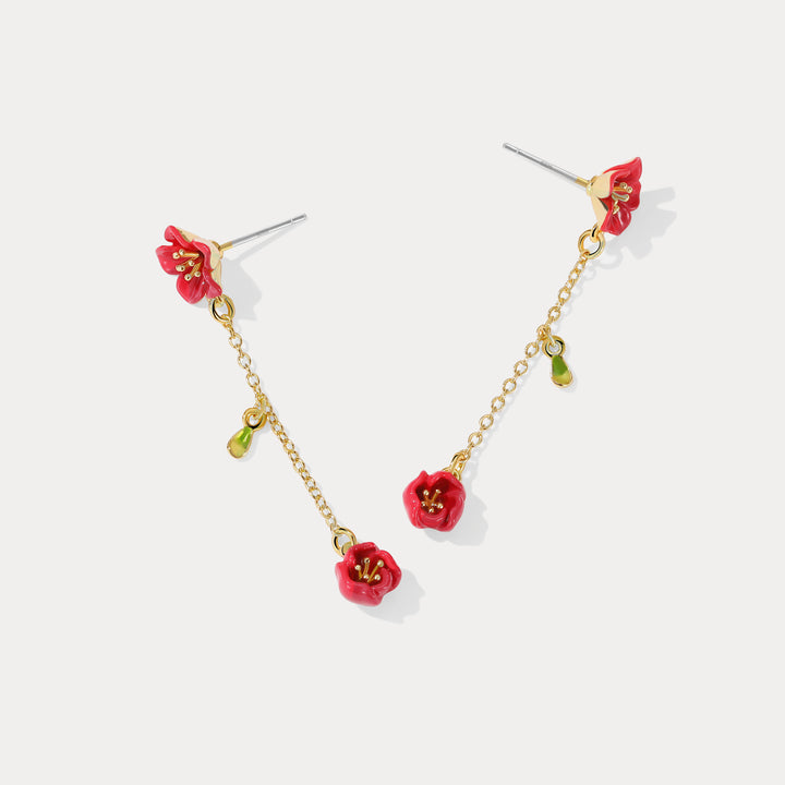 Vintage Begonia Flower Earrings