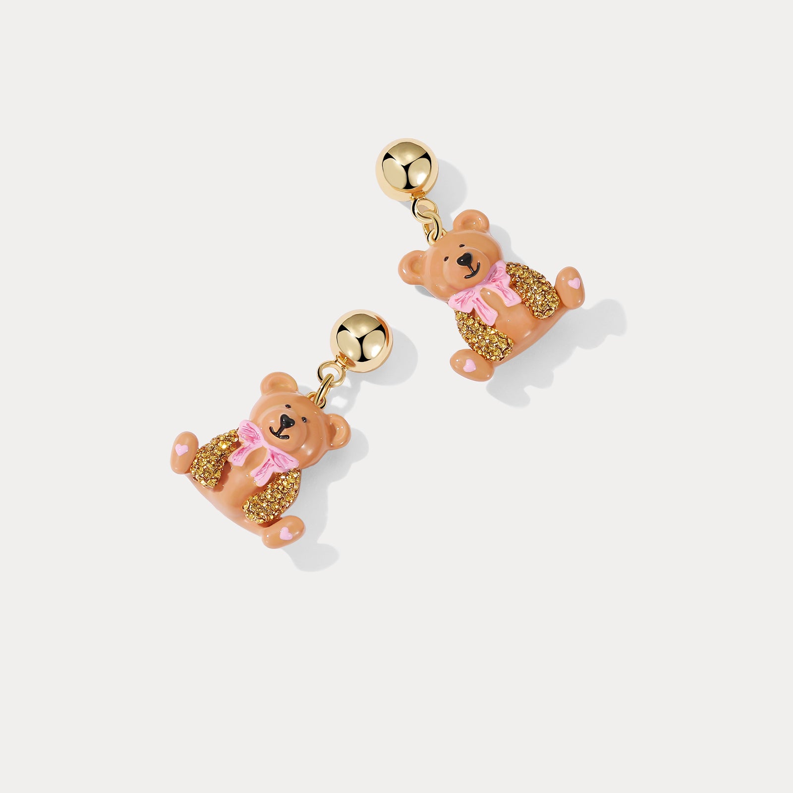 Brown Enamel Candy Bear Earrings