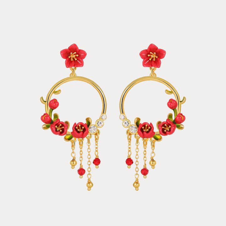 Selenichast Begonia Flower Tassel Earrings