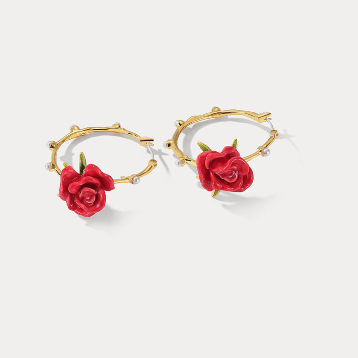 rose garland stud nature earrings