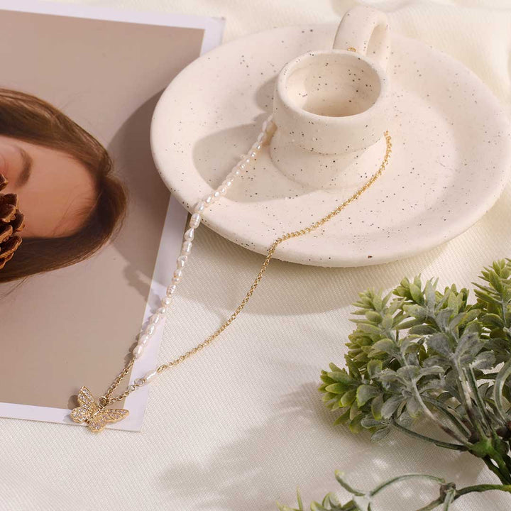 Butterfly Pearl Necklace for Gift
