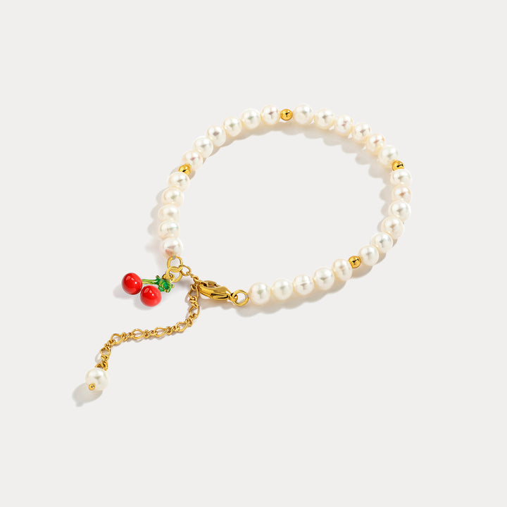 Vintage Cherry Pearl Bracelet