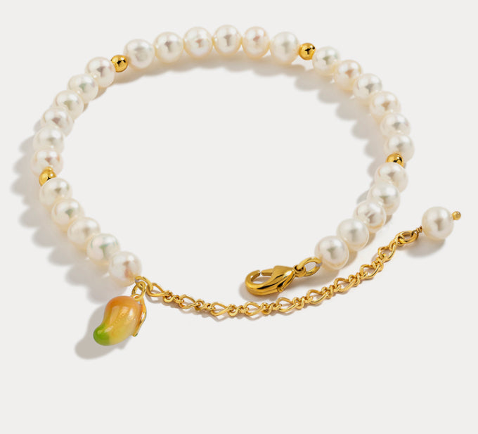 Enamel Mango Fruit Pearl Bracelet
