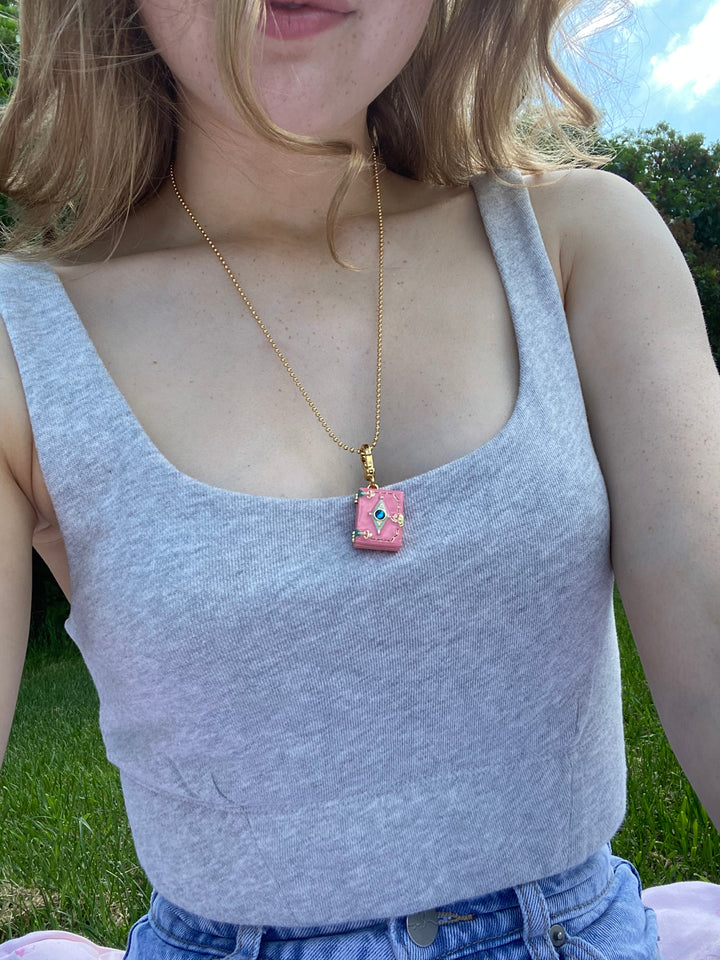 Enamel Diary Pendant Necklace