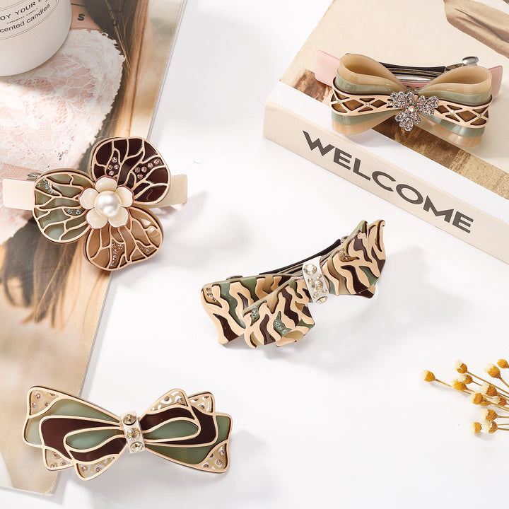 Bow Tie Colorblock Claw Clips Set
