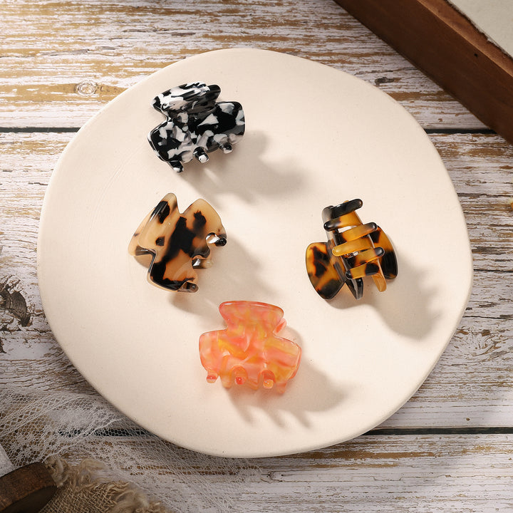 Amber Mini Hair Brass Claw Clips Set