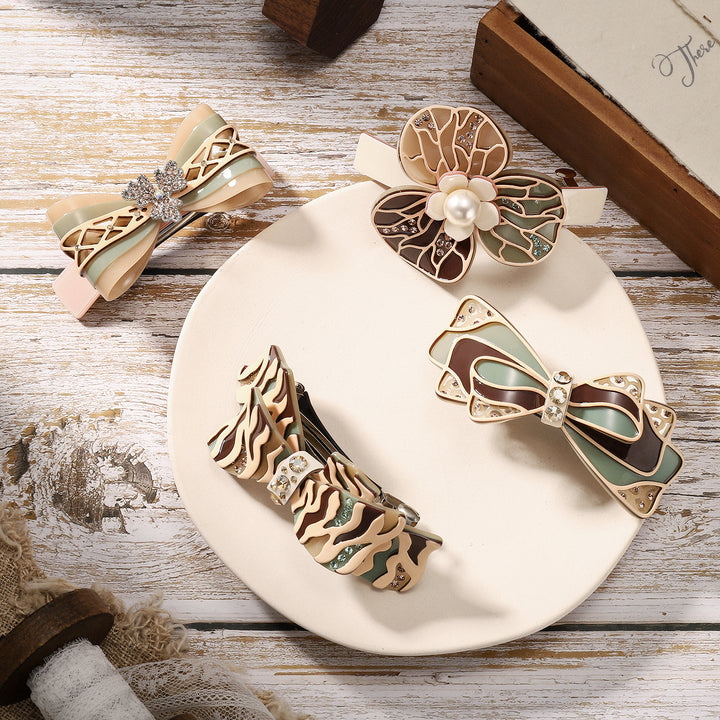 Bow Tie Colorblock Acetate Claw Clips Set