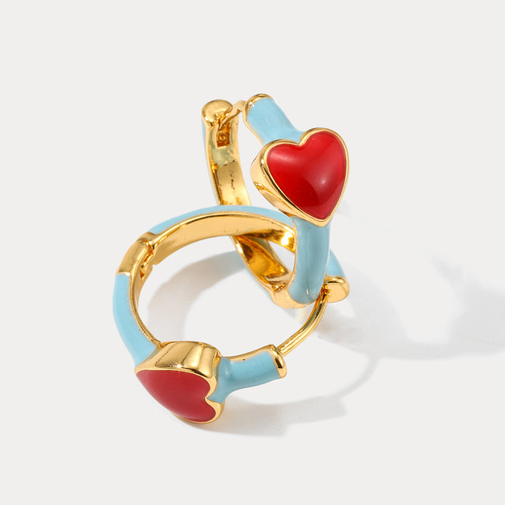 sweet heart brass earrings