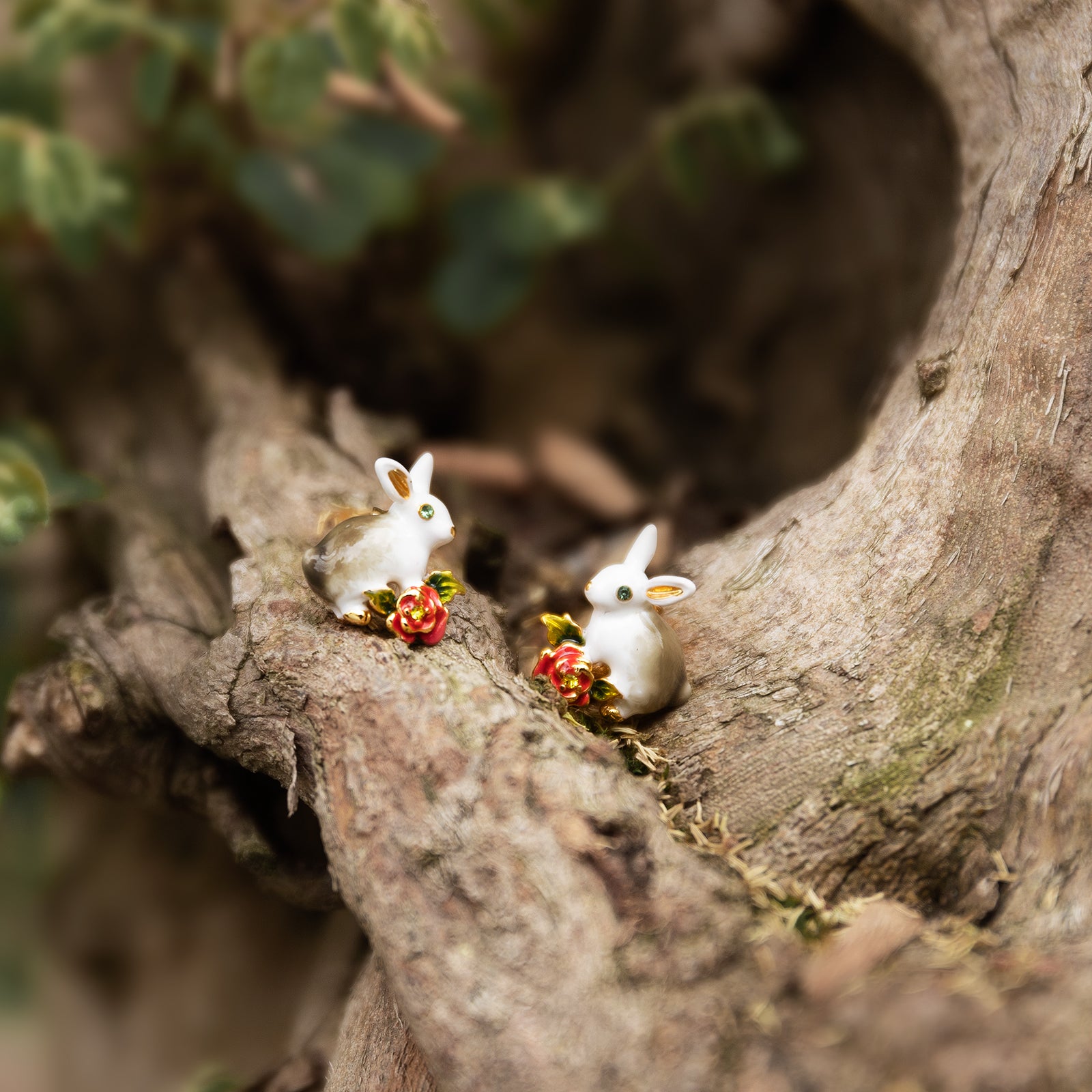 Secret Garden Cute Rabbit Enamel Earrings