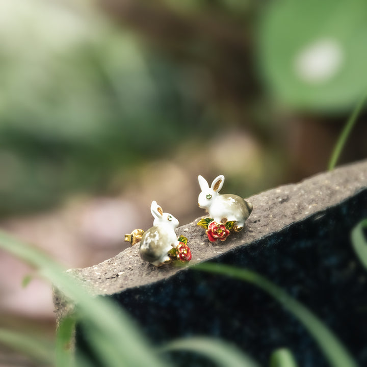 Secret Garden Bunny Enamel Earrings