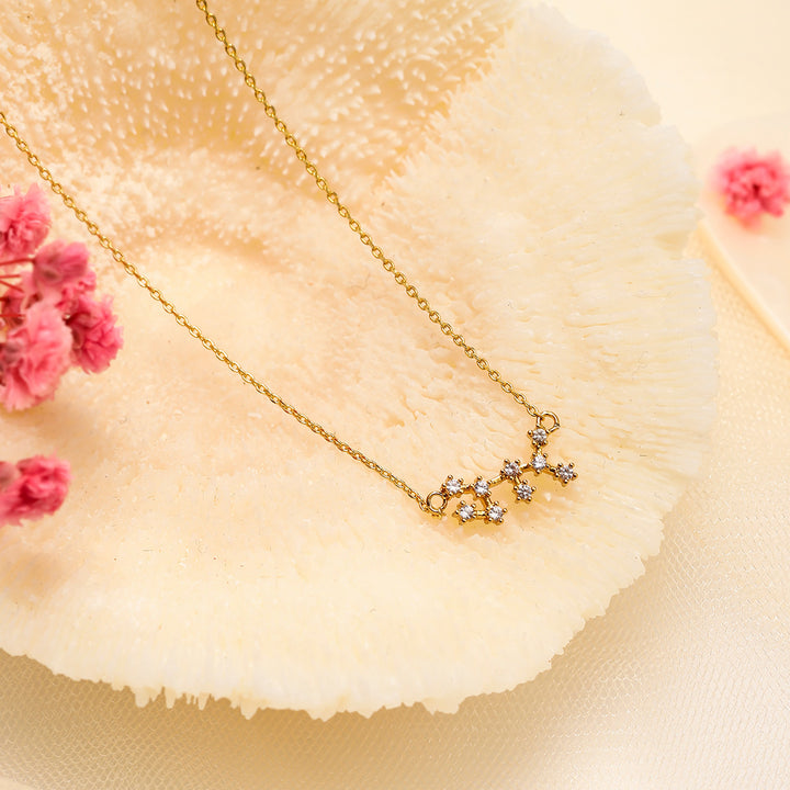 Sagittarius Constellation Diamond Pendant Brass Necklace