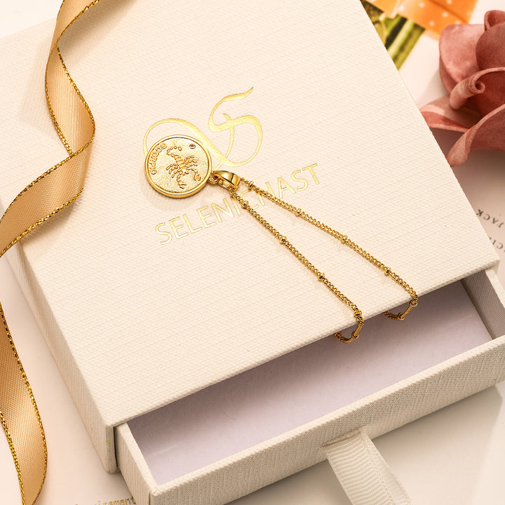 Scorpio Constellation Coin Pendant Thin Necklace