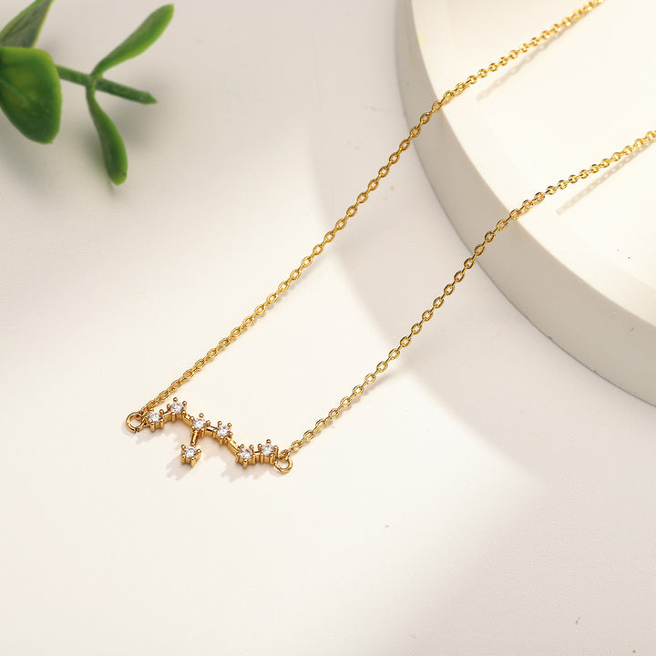 Virgo Constellation Diamond Pendant Statement Necklace