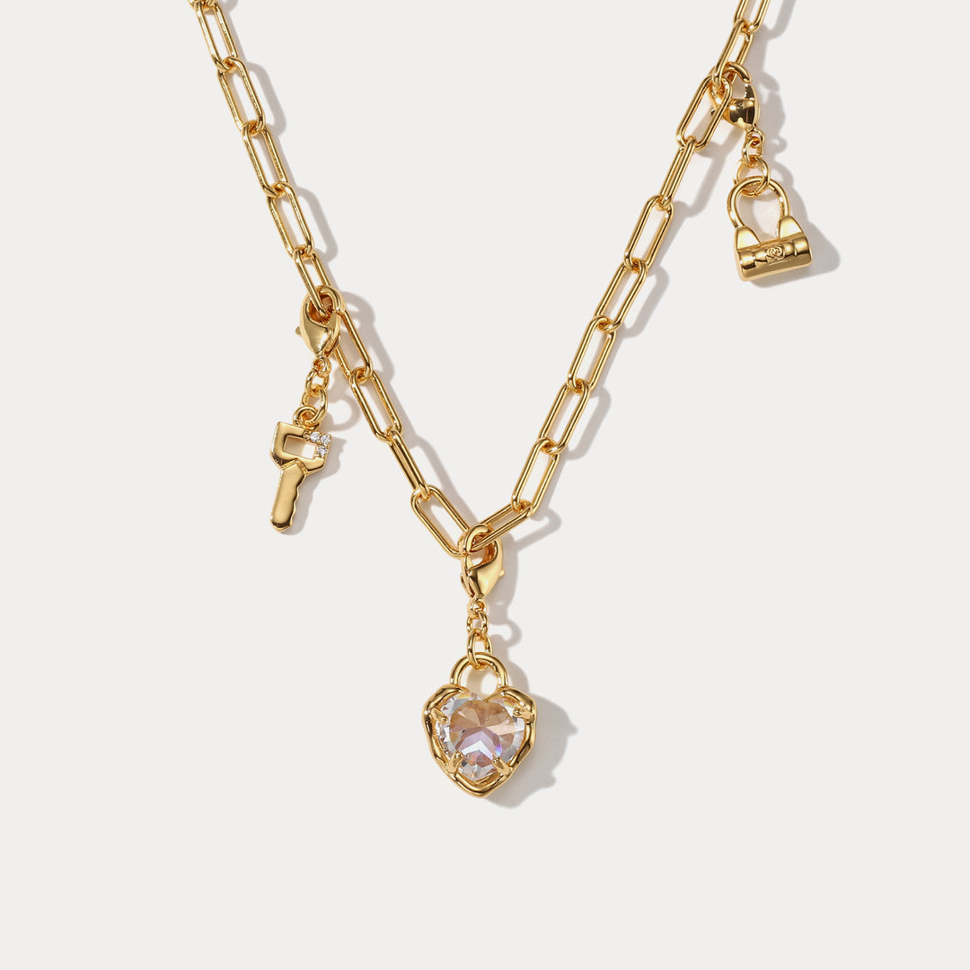 Selenichast Heart Lock and Key Necklace