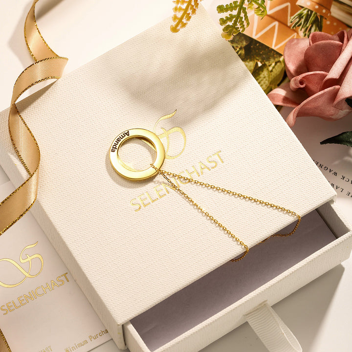 Linked Hollow Circle Custom Name Necklace
