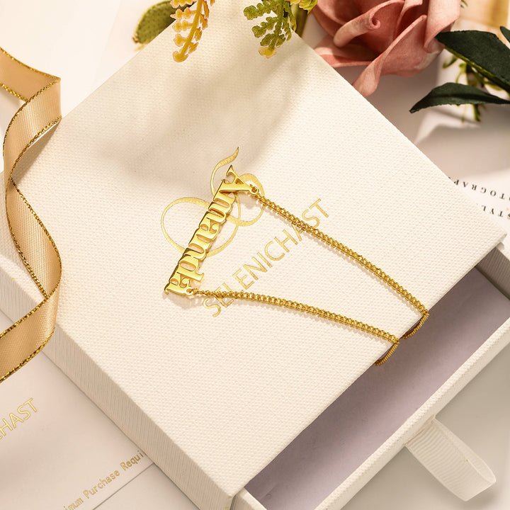 Elephant Name Chain Gold on Silver Necklace