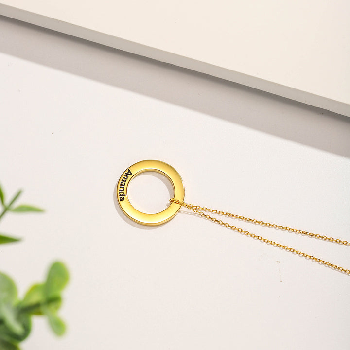 Linked Circle Custom Name Thin Necklace