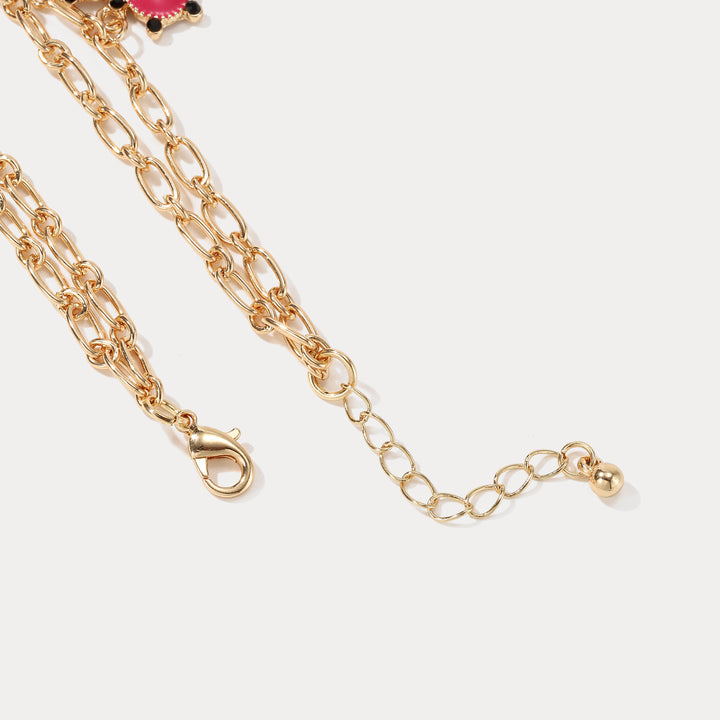 Evil Eye Heart Gold Chain Bracelet