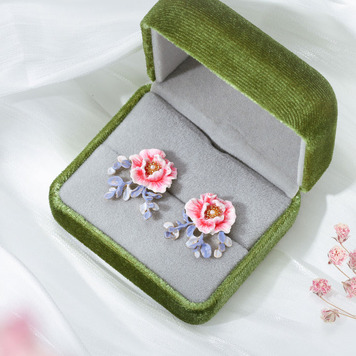 Peony Enamel Stud Earrings Box