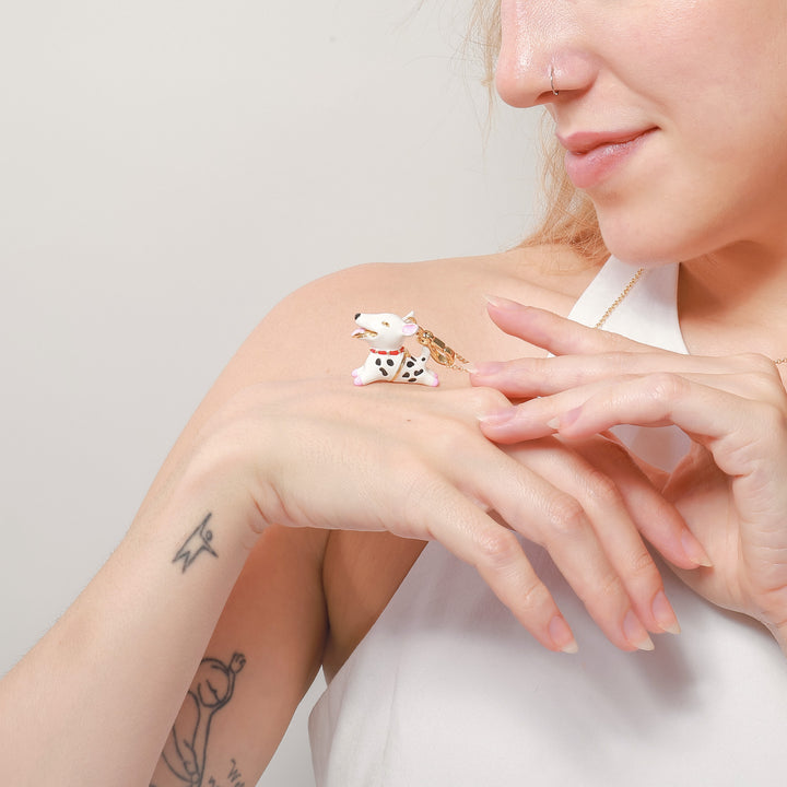 enamel dalmatians pendant necklace