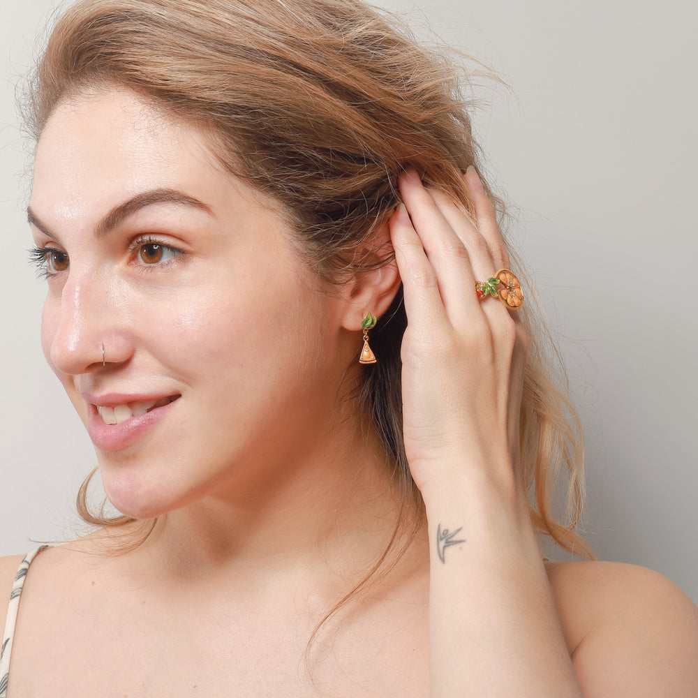 enamel orange slices earrings