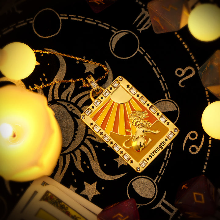 Galaxy Strength Tarot Card Necklace