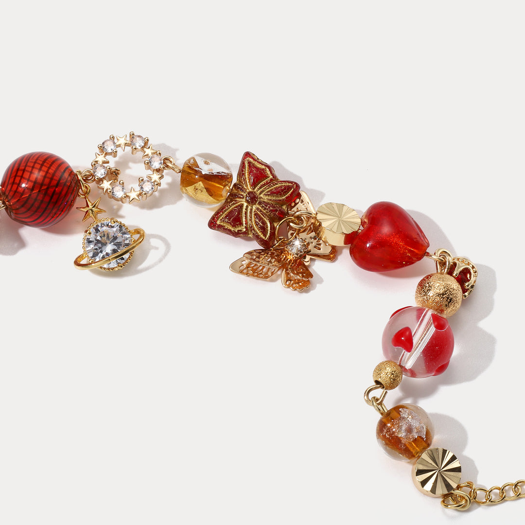 Christmas Butterfly Glass Bracelet