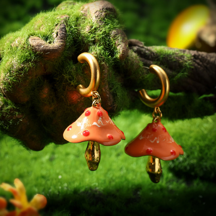 Orange Mushroom Earrings