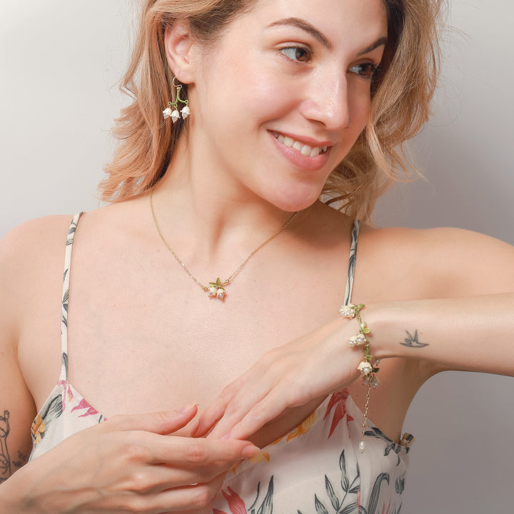 Lily Of The Valley Enamel Jewelry Set