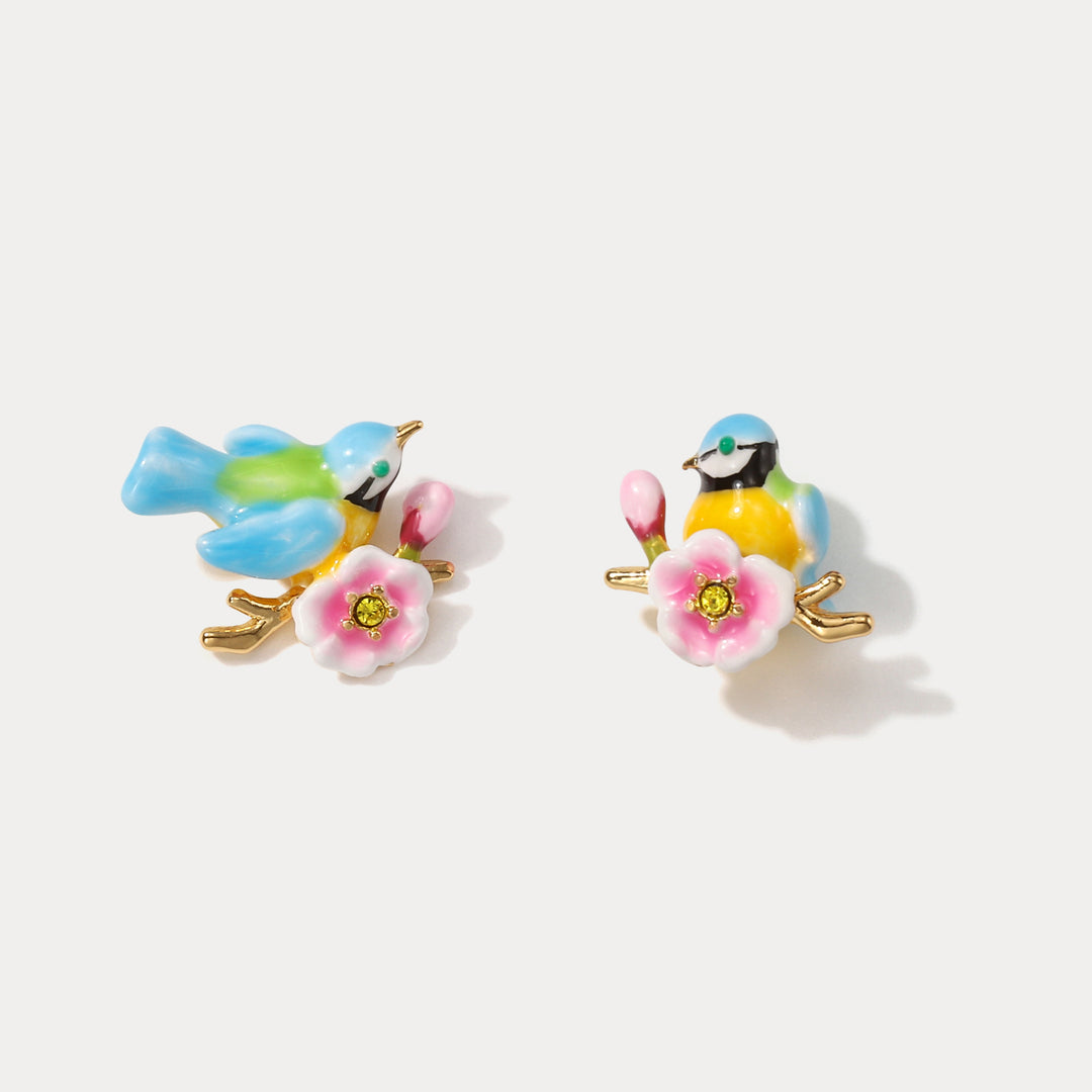 Selenichast Blue Tit Stud Earrings