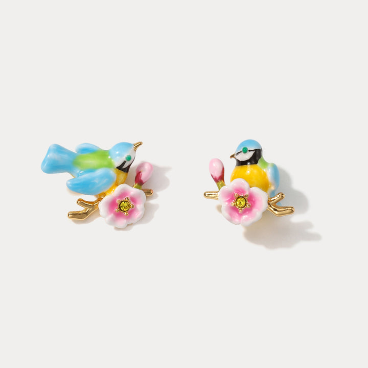 Selenichast Blue Tit Stud Earrings