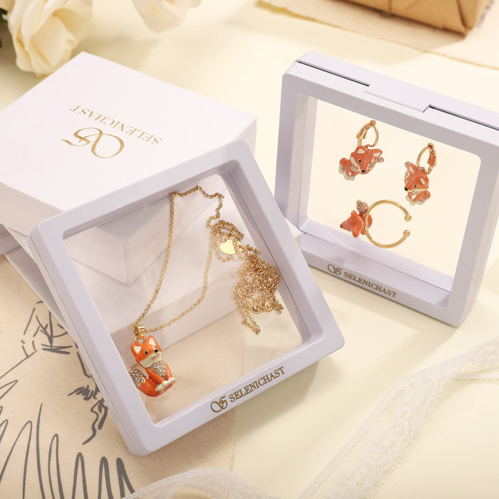 Enamel Fox Gift Set with Gift Wrapping