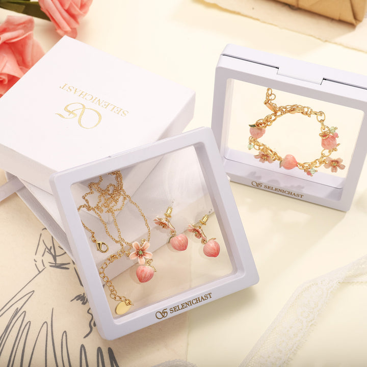 Enamel Peach Gift Set with Gift Wrapping