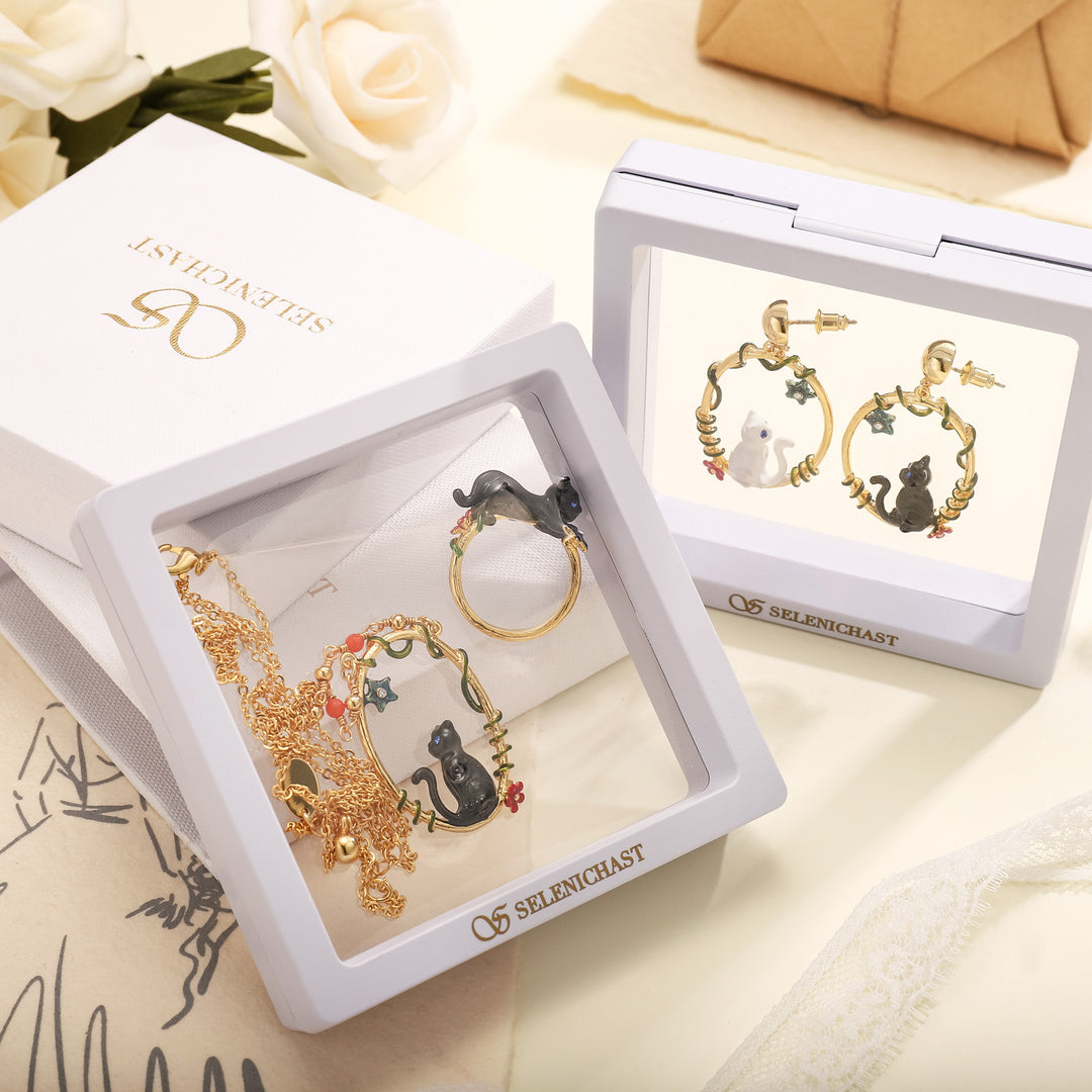 Black Cat Gift Set with Kraft Paper Gift Wrapping