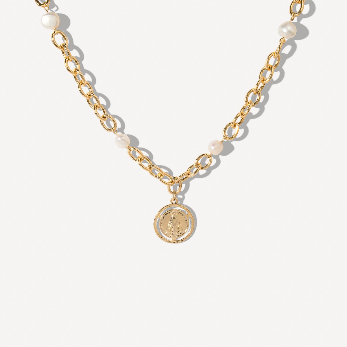 Selenichast pearl coin chain necklace
