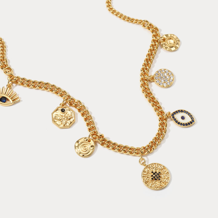 Evil Eye Gold Charm Necklace