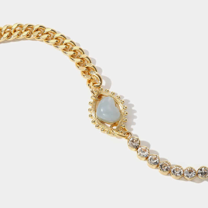 Gemstone Eye Chain 18k Gold Choker