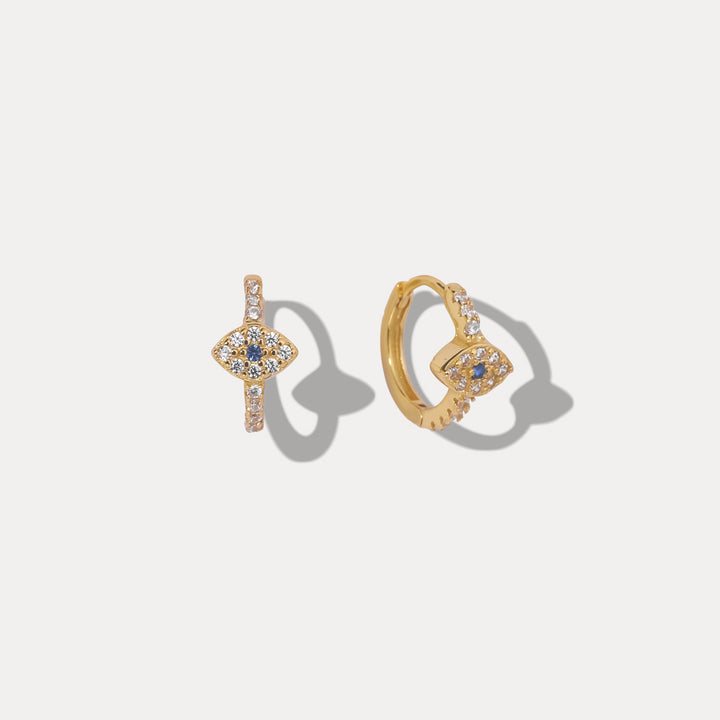 Selenichast sapphire eyes diamond hoops earrings