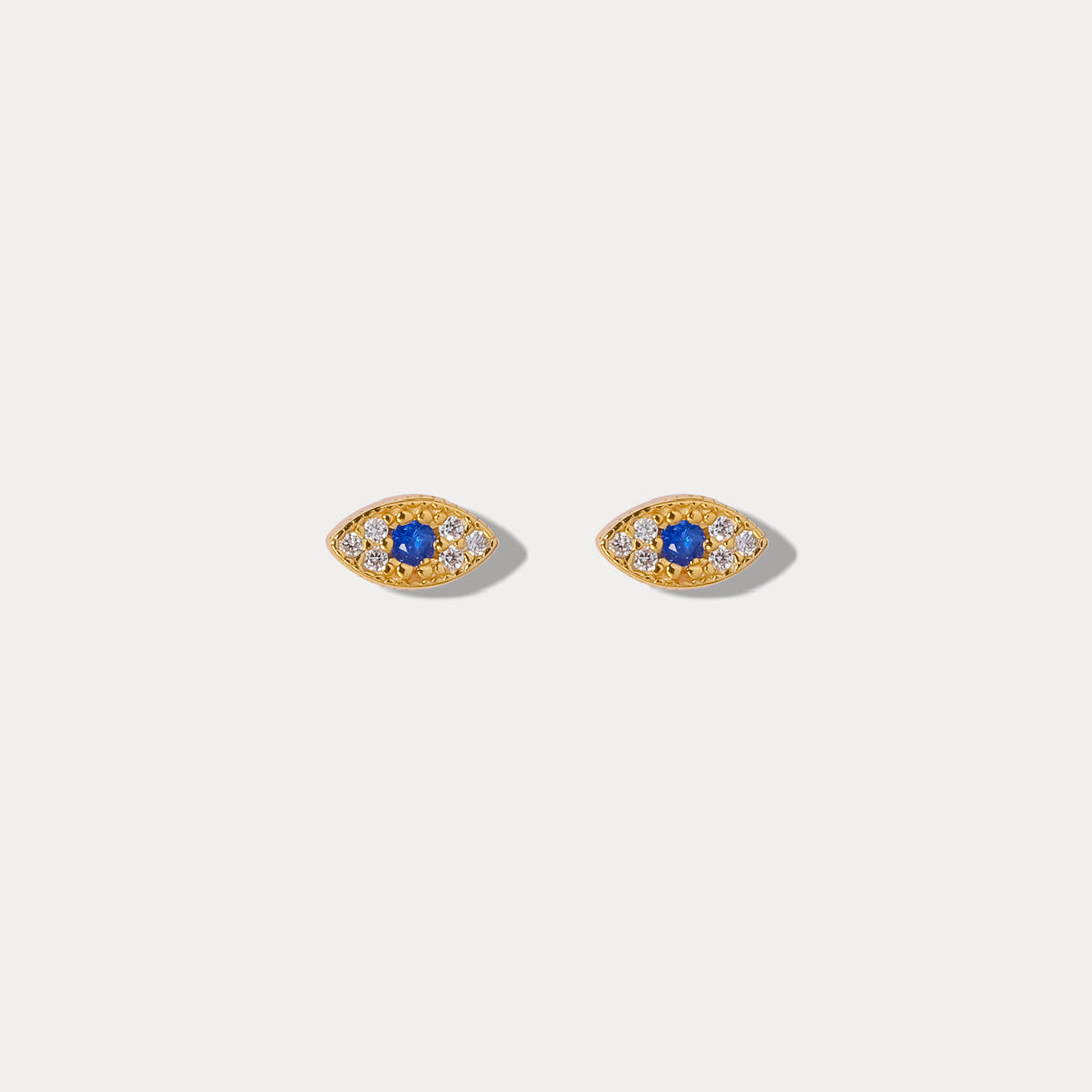 Selenichast sapphire eyes diamond stud earrings