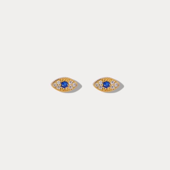 Selenichast sapphire eyes diamond stud earrings