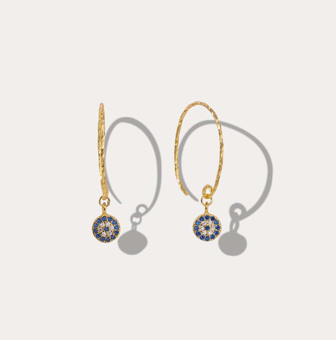 Selenichast sapphire diamond round drop large hoops earrings